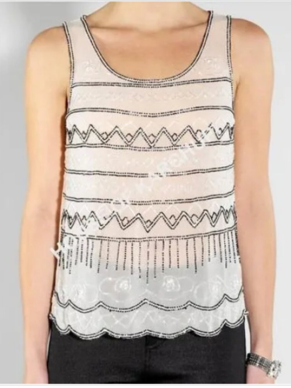 ALI & KRIS women's Beaded Scoop Neck Tank Top - Blush - SIZE M (see comm)